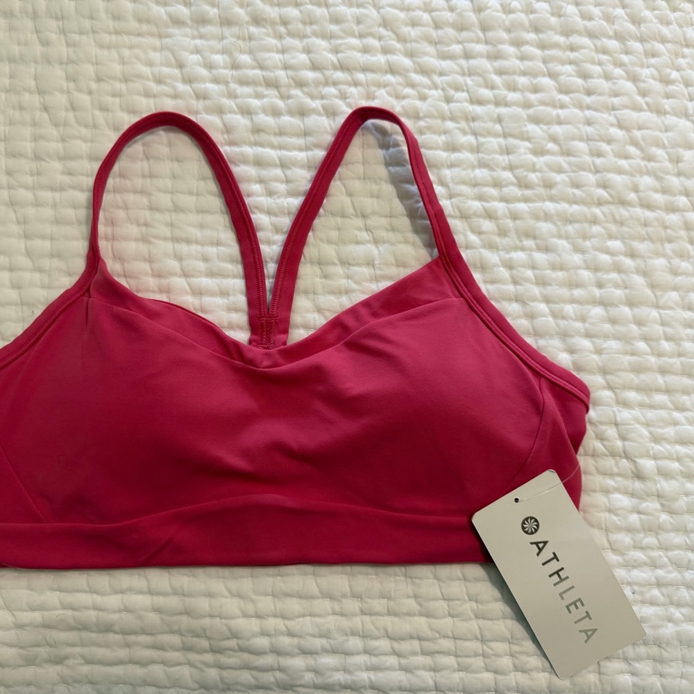 Athleta Raspberry V-Neck Seamless Bralette